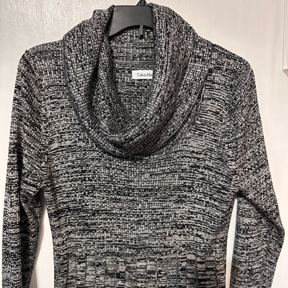 Calvin Klein Black and Gray Sweater Dress, Size Large - Picture 2 of 11
